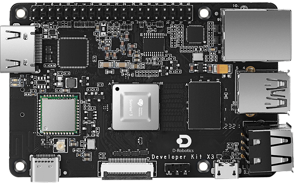RDK X3 series developer kit with Rising Sun 3 intelligent computing chip offers 5 TOPS edge inference power and compatibility with Raspberry Pi 4B and CM4 interfaces.