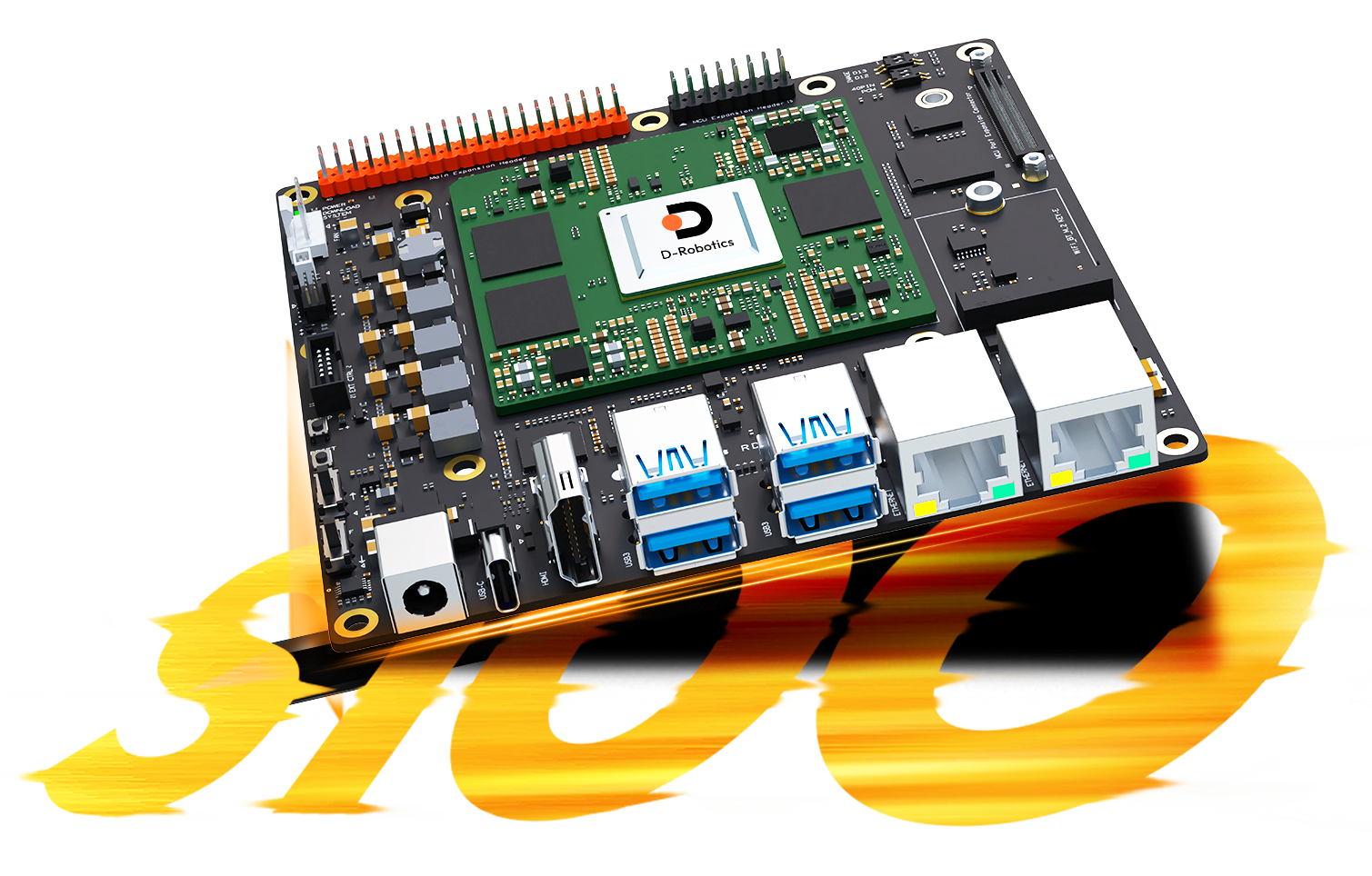 RDK S100 算控一体机器人开发套件宣传图,展示产品集成优势